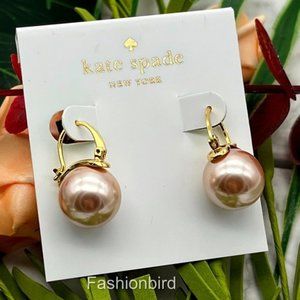 Kate Spade Classic Shine on Rose Gold Pearl Drop Earrings (NWT)